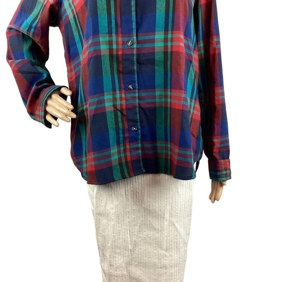 Marine Layer Button Down Top Size L Blue Plaid Long Sleeve - Picture 3 of 7